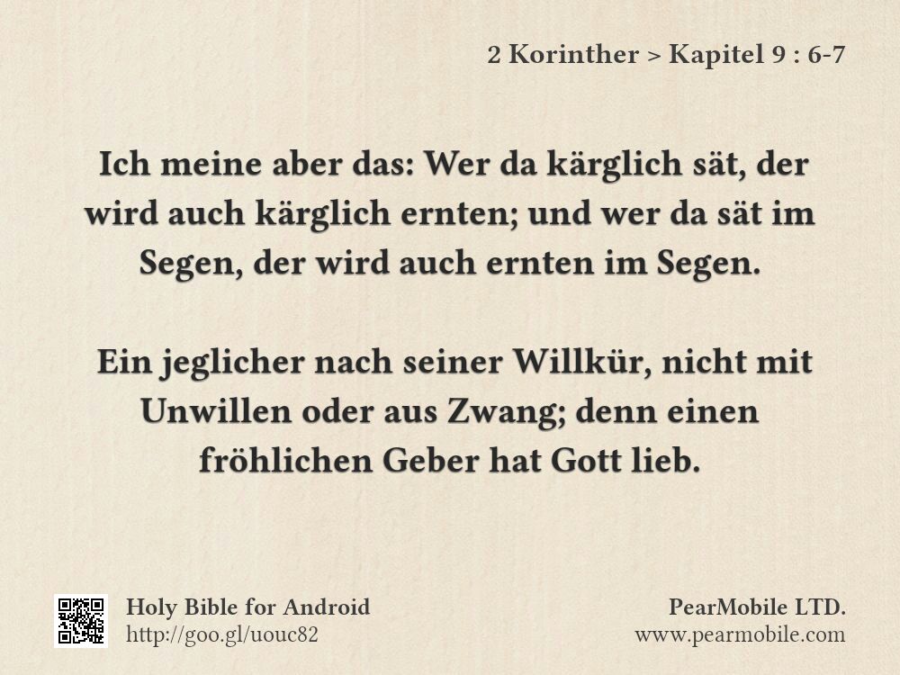 2 Korinther, Kapitel 9:6-7